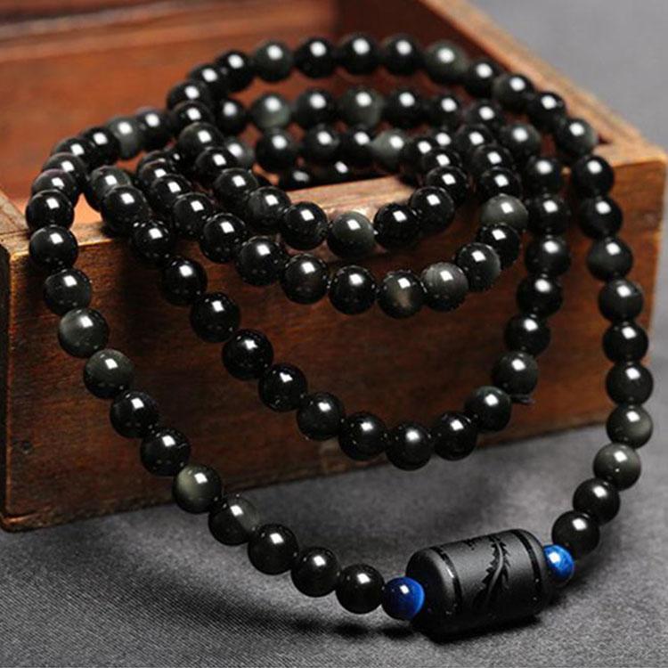 Drachen und Phoenix Obsidian Wickelarmband - Ehrlichkeit & Unendliche Liebe