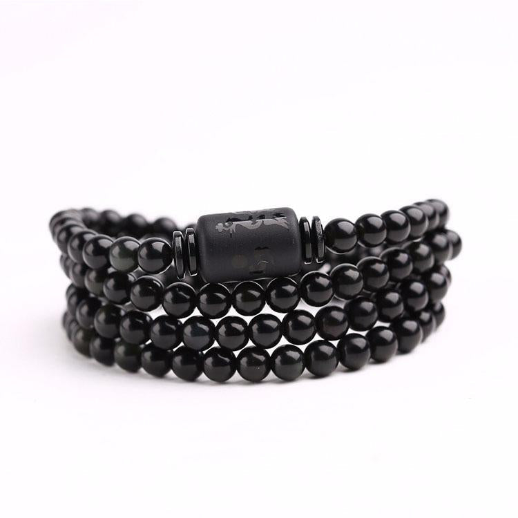 Drachen und Phoenix Obsidian Wickelarmband - Ehrlichkeit & Unendliche Liebe