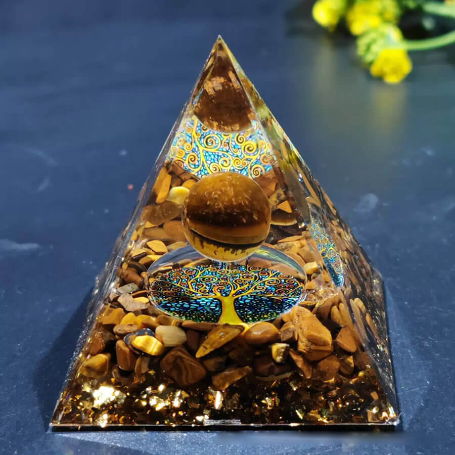 Tigerauge Kugel Schutz Orgonit Pyramide