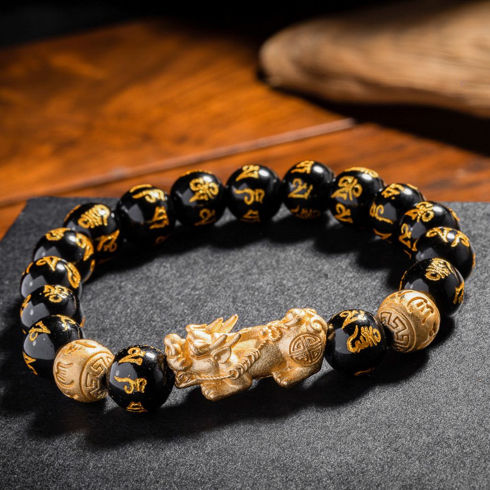 Feng-Shui-Pixiu-Schwarzer-Obsidian-Armband-Gluck-Wohlstand