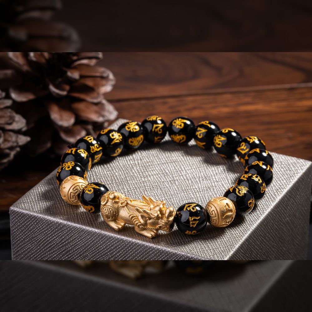 Feng-Shui-Pixiu-Schwarzer-Obsidian-Armband-furGluck