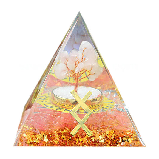 Runen Ingwaz Orgonit Pyramide mit Rosenquarz