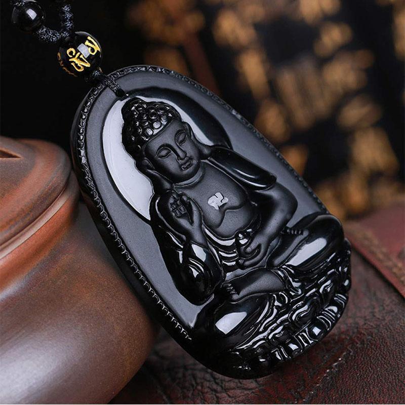Obsidian_Buddha_Schutz_Halskette