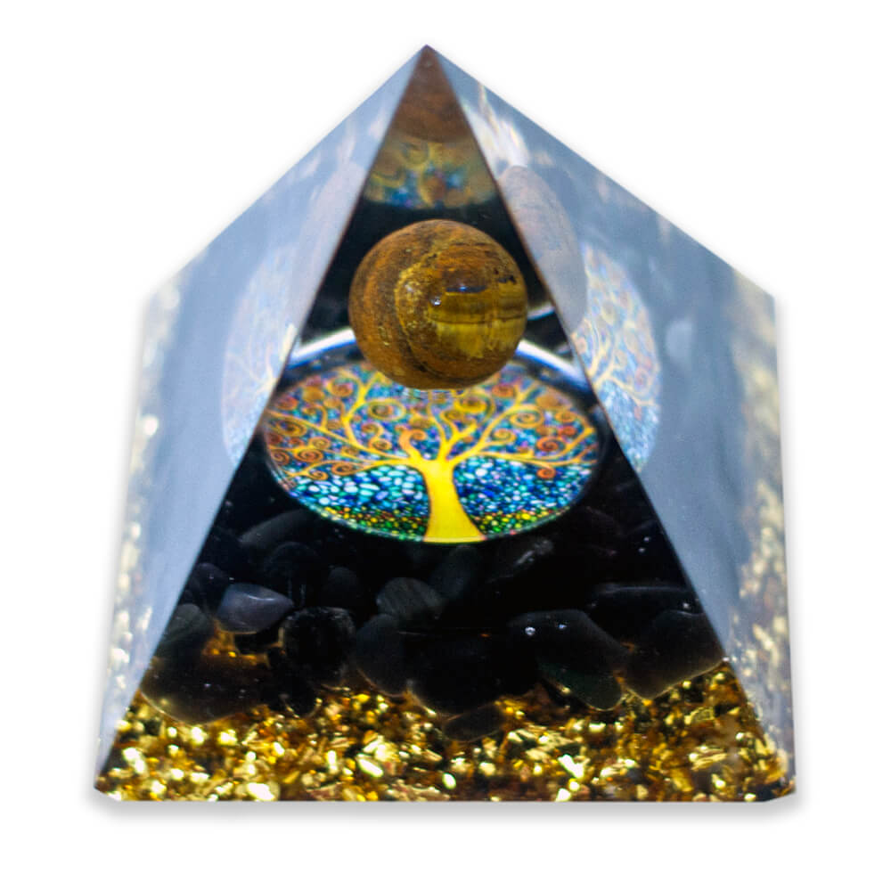 Tigerauge-Obsidian-Orgonit-Pyramide-Einzigartig