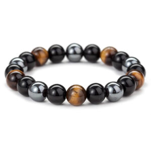Schutzarmband gegen negative Energien mit Heilsteinen aus Tigerauge und schwarzem Obsidian