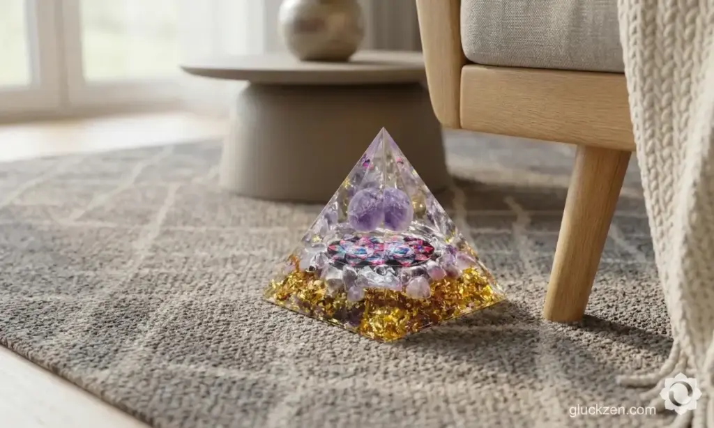 Orgonit-Pyramide-im-Wohnzimmer
