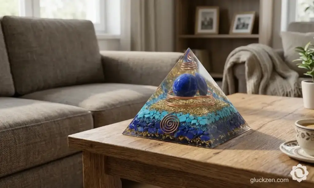 Orgonit-Pyramide-im-Wohnzimmer