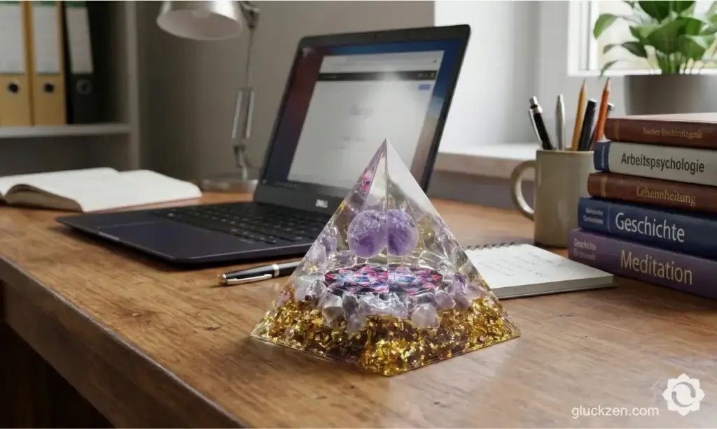 Orgonit-Pyramide-Konzentration-beim-Arbeiten-laptop