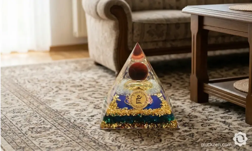 Orgonit-Pyramide-im-Wohnzimmer