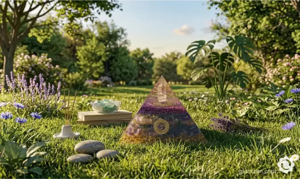 Orgonit-Pyramide-im-Garten-platzieren