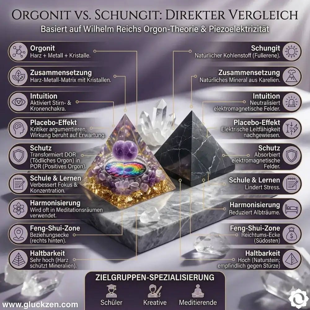 Schungit-VS-Orgonit-pyramide-einführung-eigenschaften-verwendung