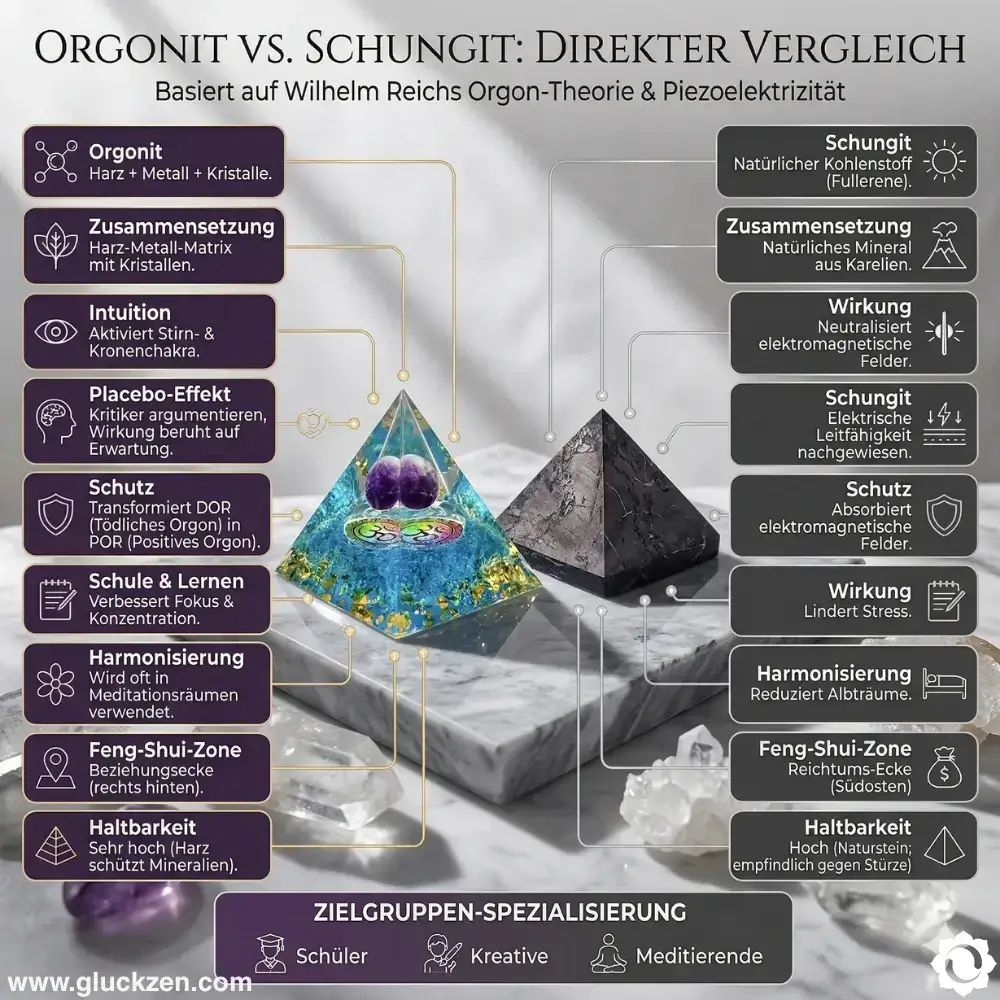 Schungit-VS-Orgonit-pyramide-einführung-eigenschaften-verwendung
