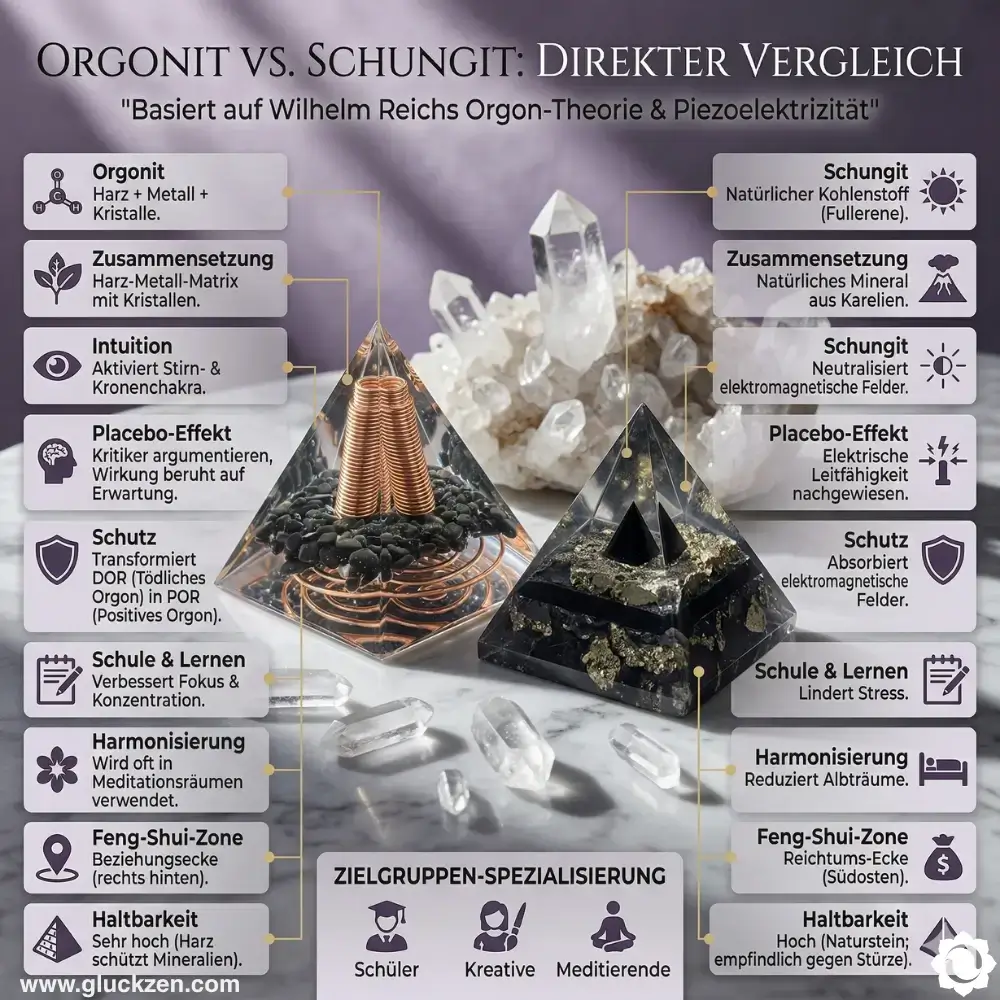 Schungit-VS-Orgonit-pyramide-einführung-eigenschaften-verwendung