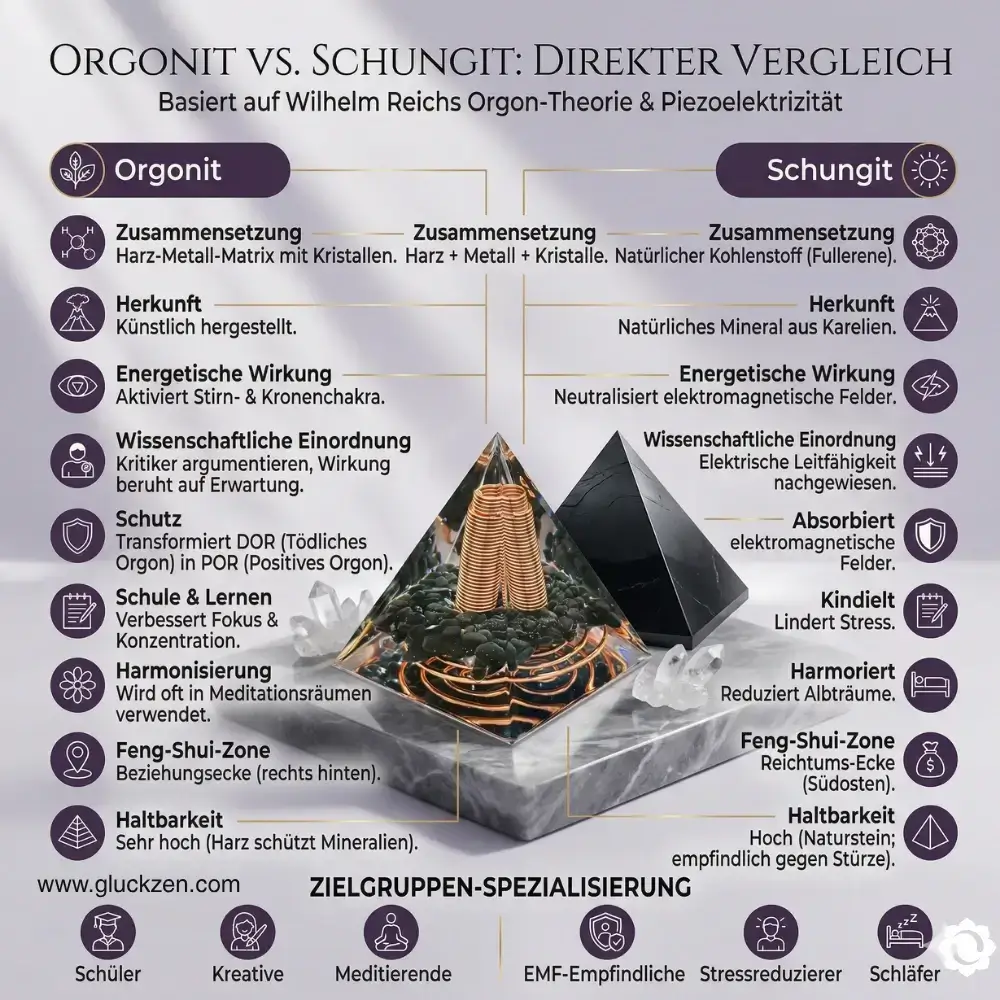 Schungit-VS-Orgonit-pyramide-einführung-eigenschaften-verwendung